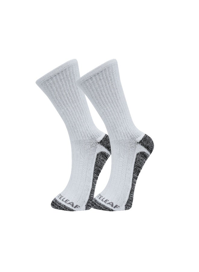 White Leaf Diabetic Medical Health Care Socks – Soft Cotton, Antibacterial, Seamless Design for Sensitive Feet & Improved Circulation – OEKO-TEX & ECAS Certified White- 1 Pack - Image 1